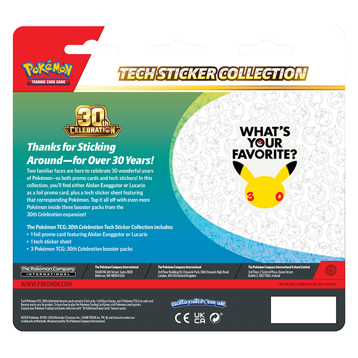 PRE ORDER Pokémon TCG: 30th Celebration Tech Sticker Collection
