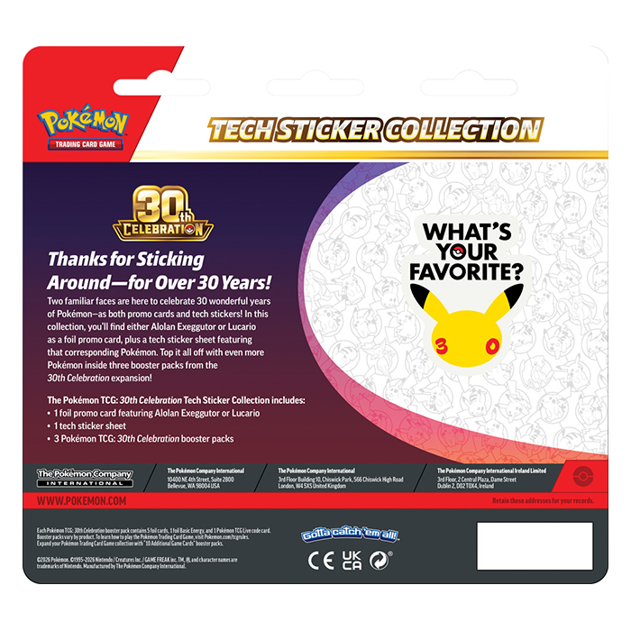 PRE ORDER Pokémon TCG: 30th Celebration Tech Sticker Collection
