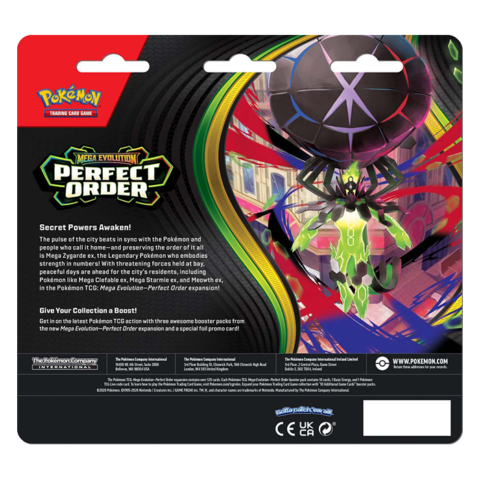 PRE ORDER Pokémon TCG: Mega Evolution—Perfect Order 3-Booster Blister