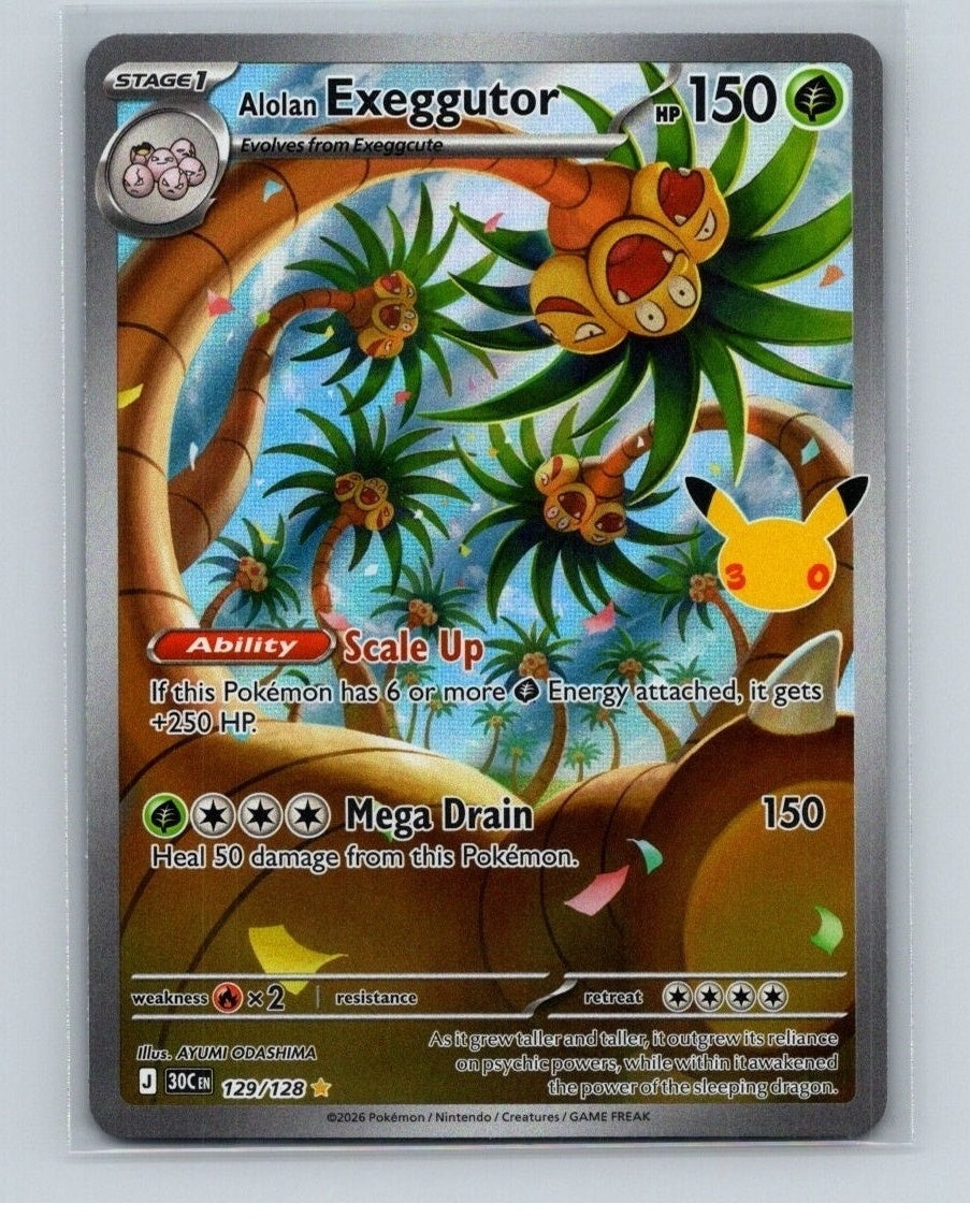 Alolan Exeggutor Holo Illustration Rare ME: 30th Celebration 129/128 NM